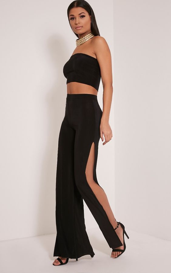 Side-slit straight-leg Trousers for Women