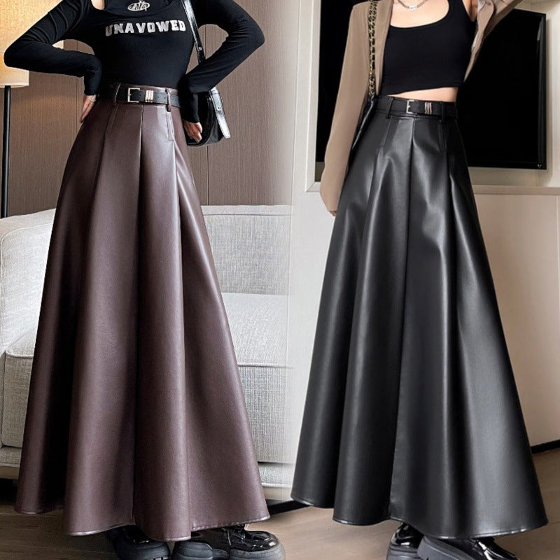High Waist Leather Skirt for Women ( Black & Brown )