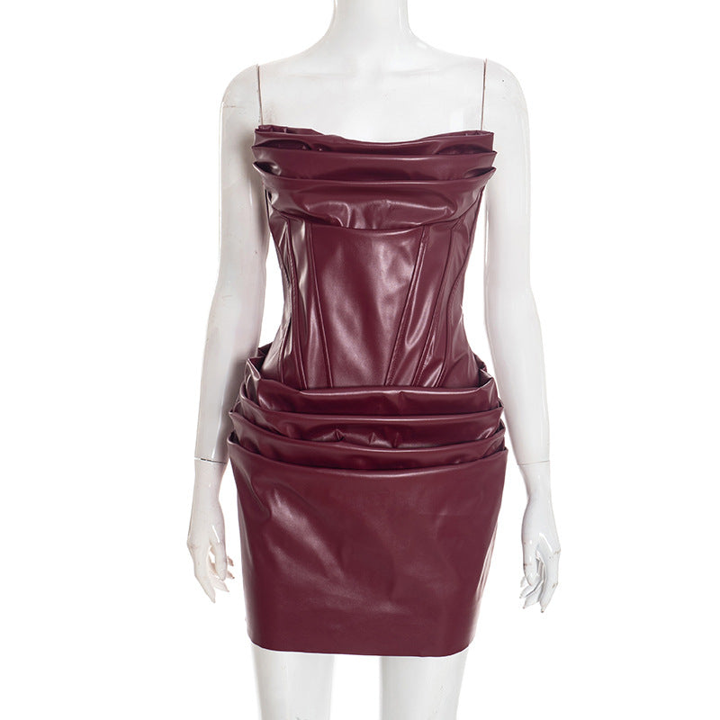 Leather Short Dress for Women