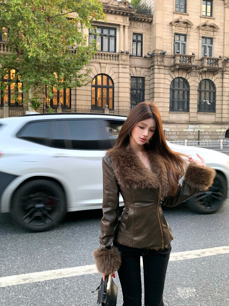 Leather Jacket With Fur for Women