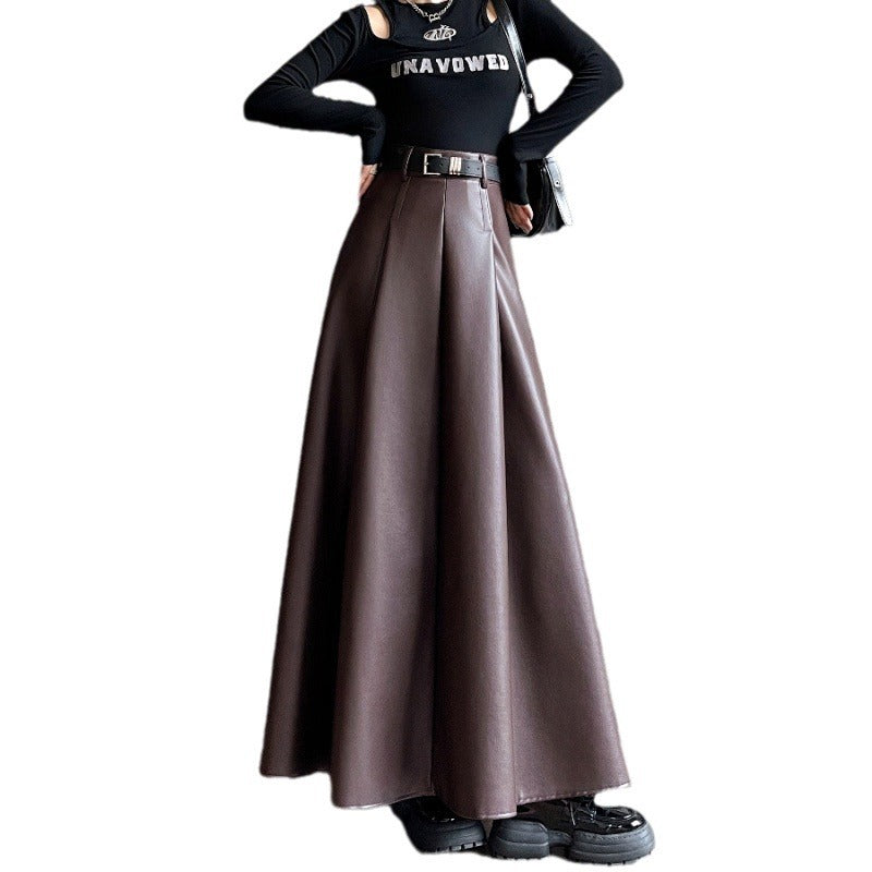 High Waist Leather Skirt for Women ( Black & Brown )