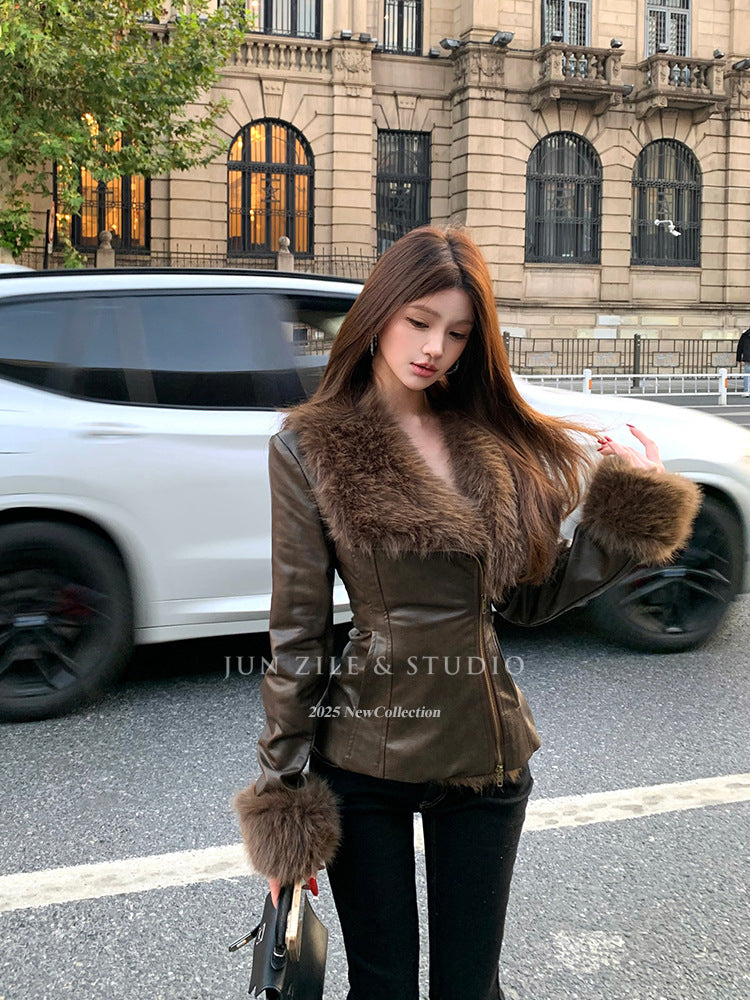 Leather Jacket With Fur for Women