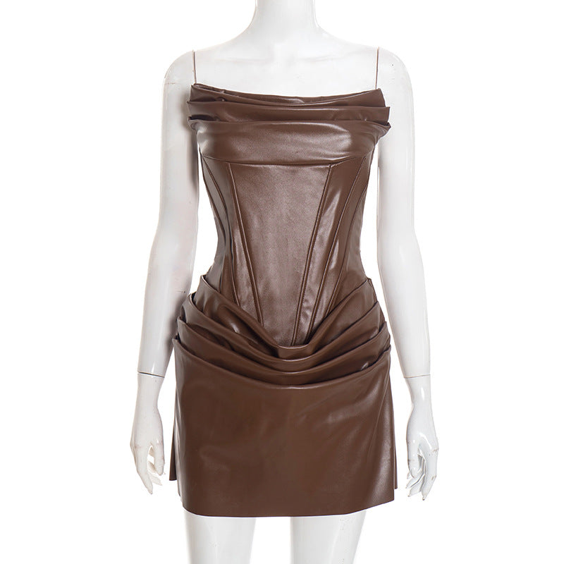 Leather Short Dress for Women