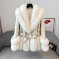 Faux Fox Fur Plush Leather Coat